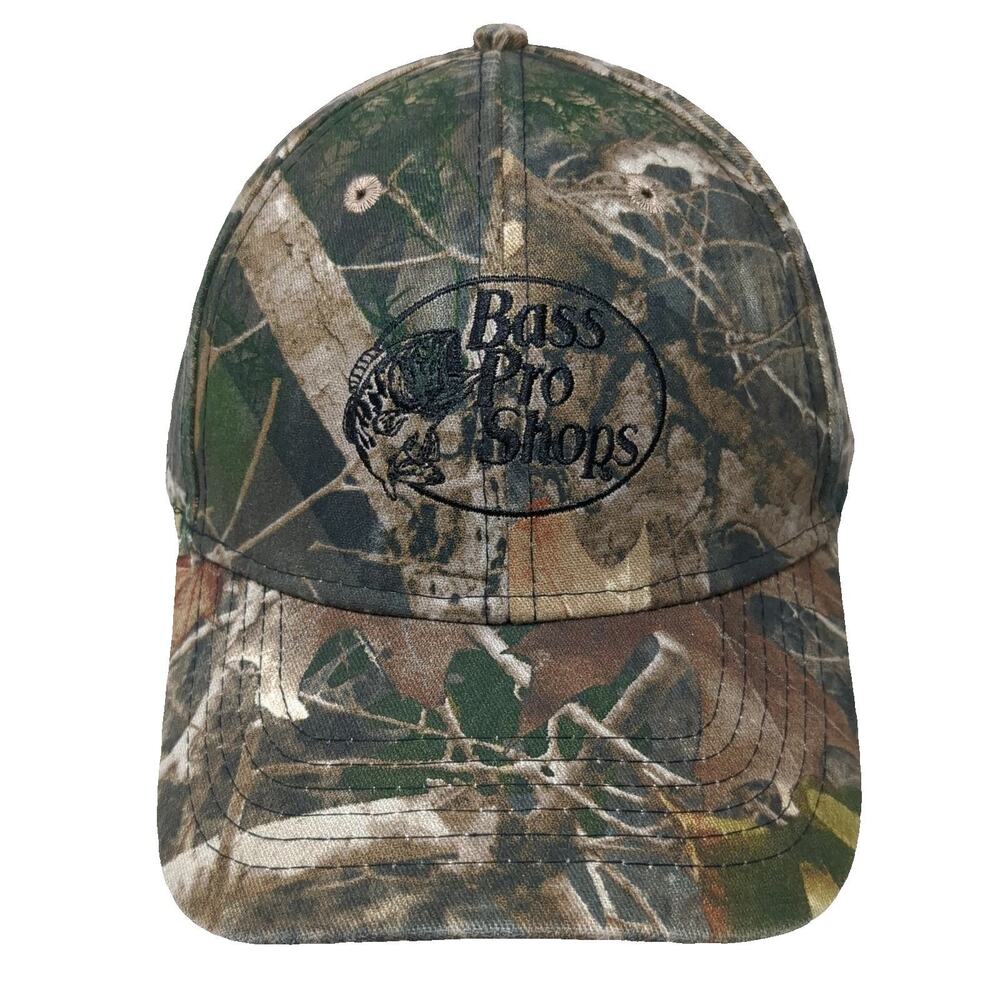 Bass Pro Shops Snapback Hat Green One Size Camouflage Fishing Bass Fish Logo